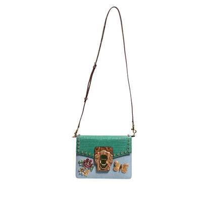 Dolce & Gabbana Blue Green LUCIA Embellished Crossbody Bag