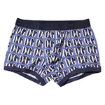 Dolce & Gabbana Blue Logo Print Regular Boxer Brief Underwear with elastic waistband and logo branding.