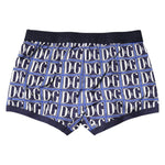 Dolce & Gabbana Blue Logo Print Regular Boxer Brief Underwear with elastic waistband and logo branding, made of cotton for comfort.