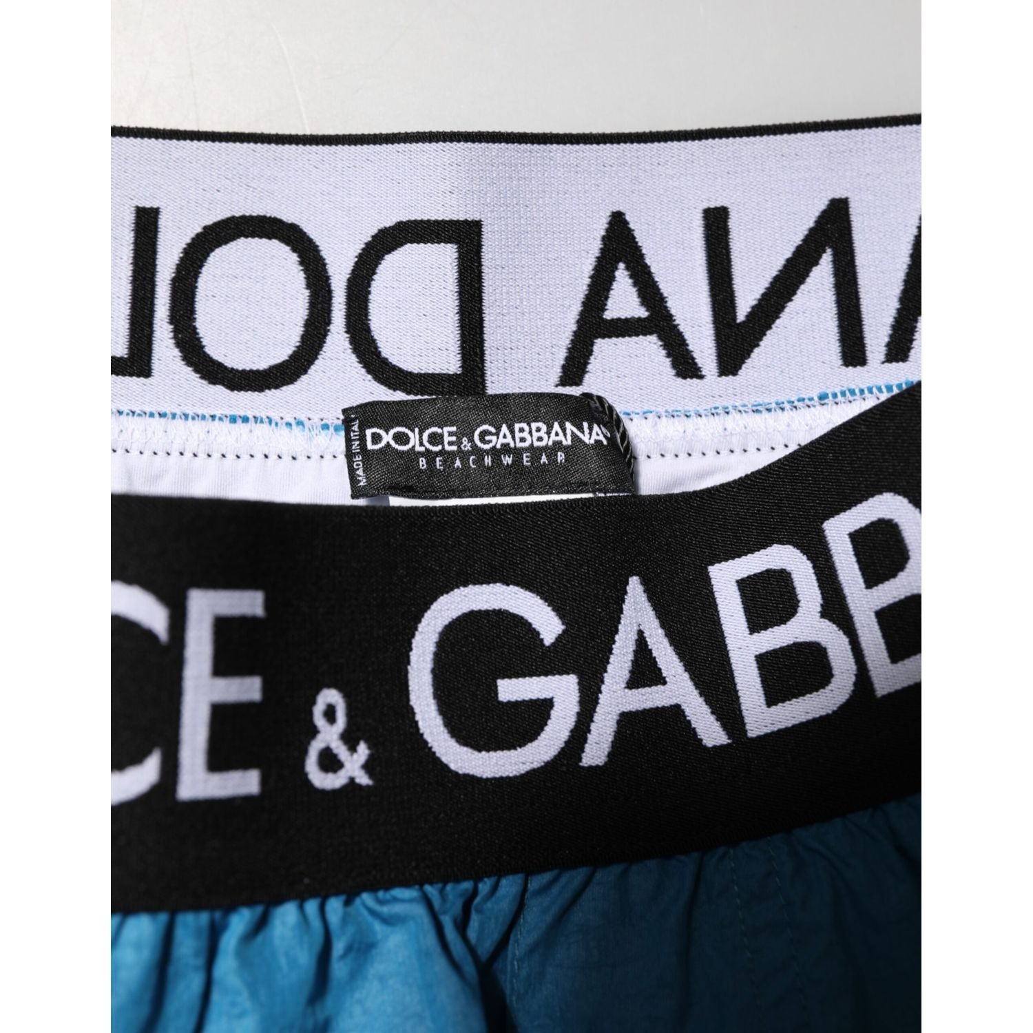 Dolce & Gabbana Blue Logo Waistband Beachwear Shorts Swimwear