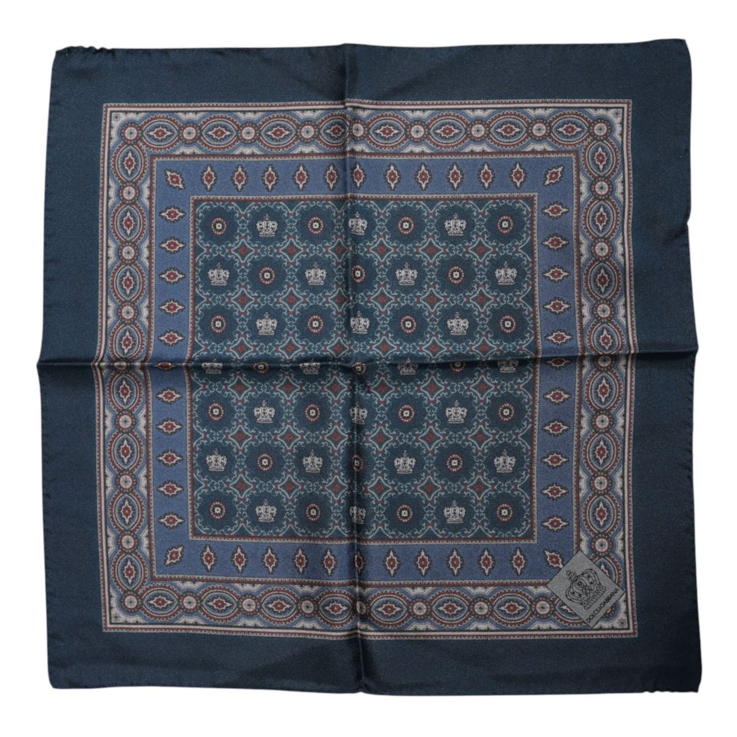 Dolce & Gabbana Blue Printed Silk Square Men Foulard Scarf Dolce & Gabbana