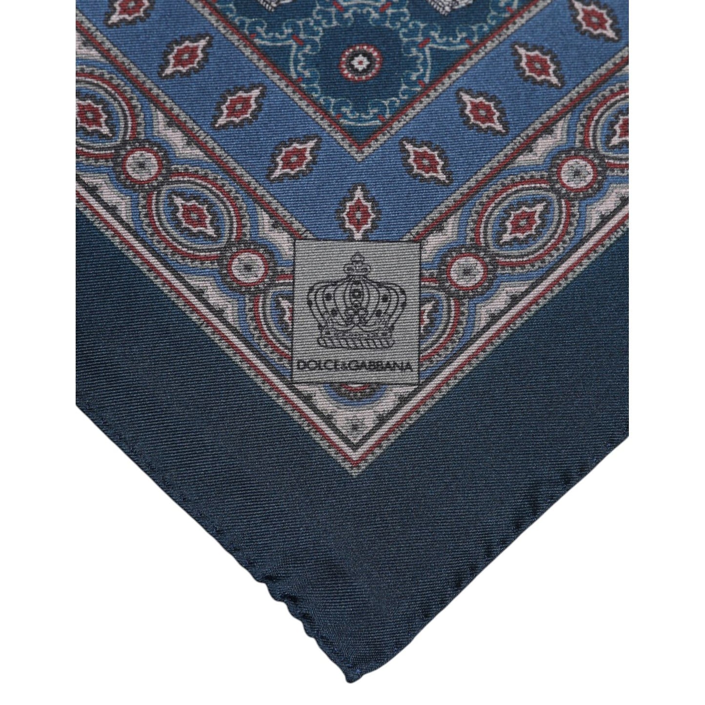 Dolce & Gabbana Blue Printed Silk Square Men Foulard Scarf Dolce & Gabbana
