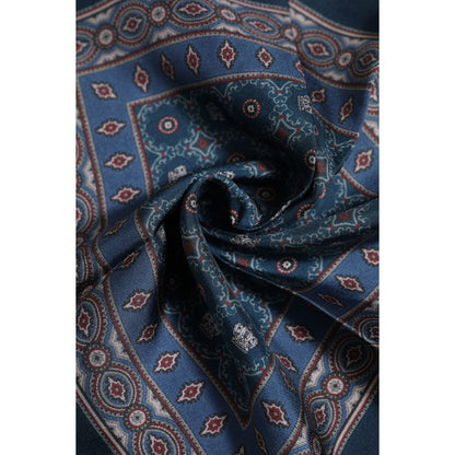 Dolce & Gabbana Blue Printed Silk Square Men Foulard Scarf Dolce & Gabbana