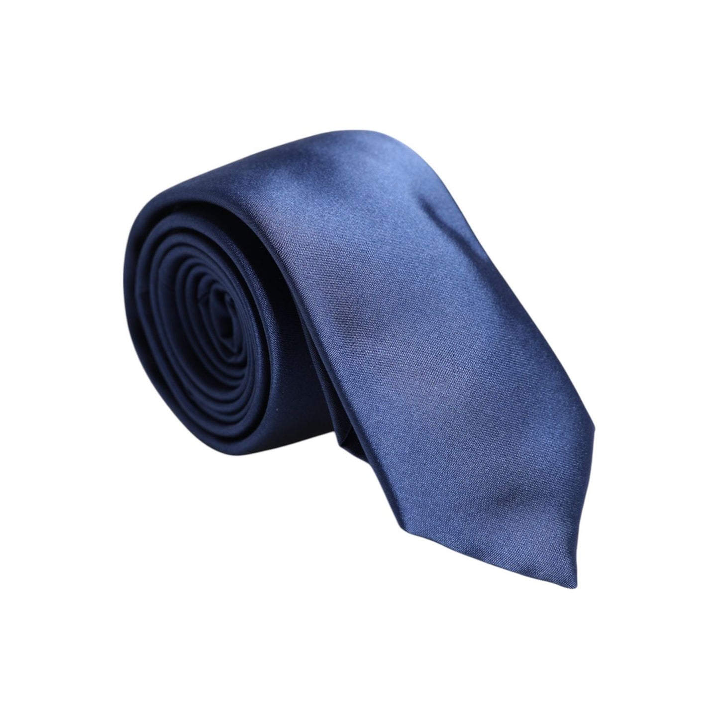 Dolce & Gabbana Blue Solid Silk Adjustable Necktie Tie, men's fashion accessory, 100% silk, 6cm width, elegant Italian design.