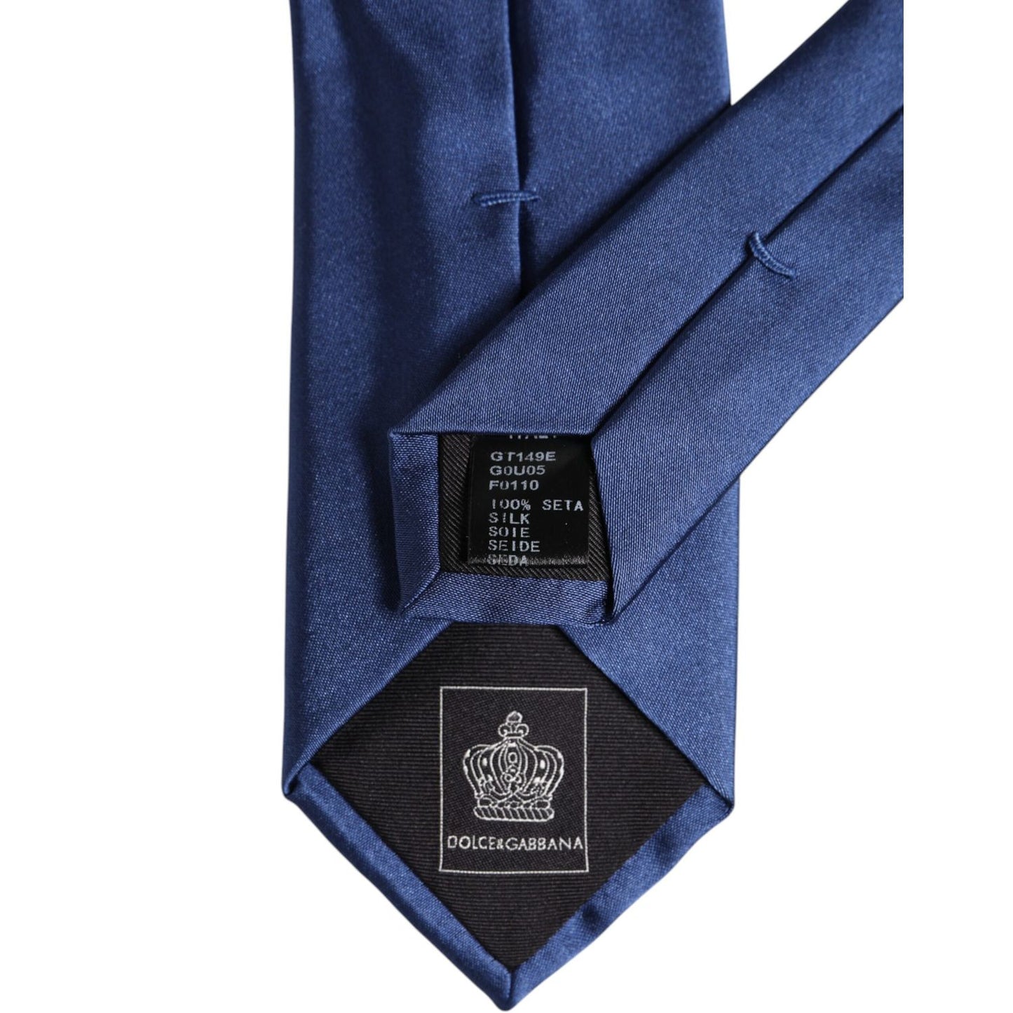 Dolce & Gabbana Blue Solid Silk Adjustable Necktie Tie, luxury men's tie made in Italy from 100% silk, elegant and stylish.