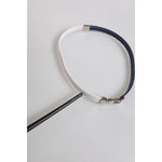 Dolce & Gabbana Blue White Leather Trimmed DG Engraved Silver Tone Clasp Bracelet