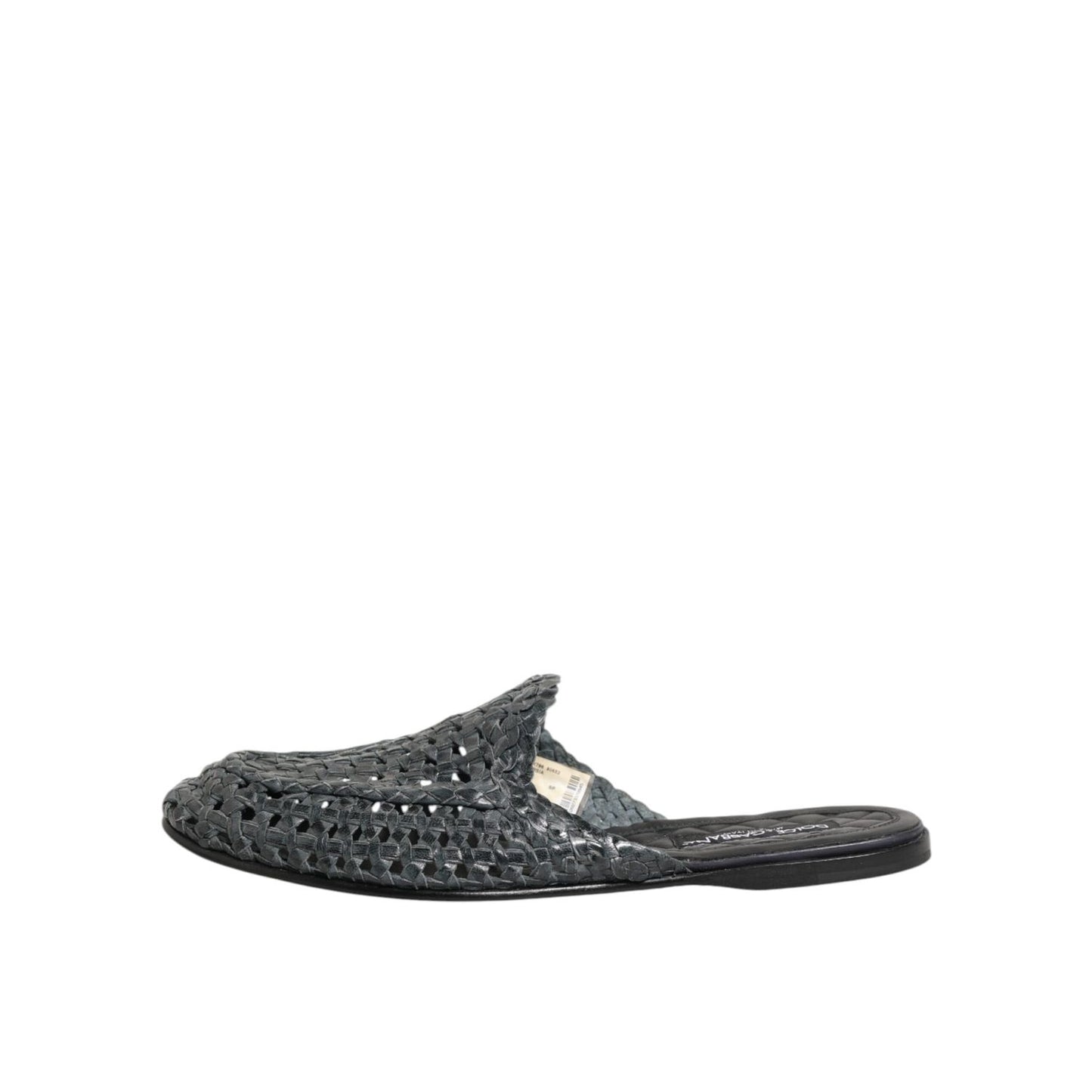 Dolce & Gabbana Blue Woven Slides MULES Men Sandals Shoes with open-toe design and leather sole