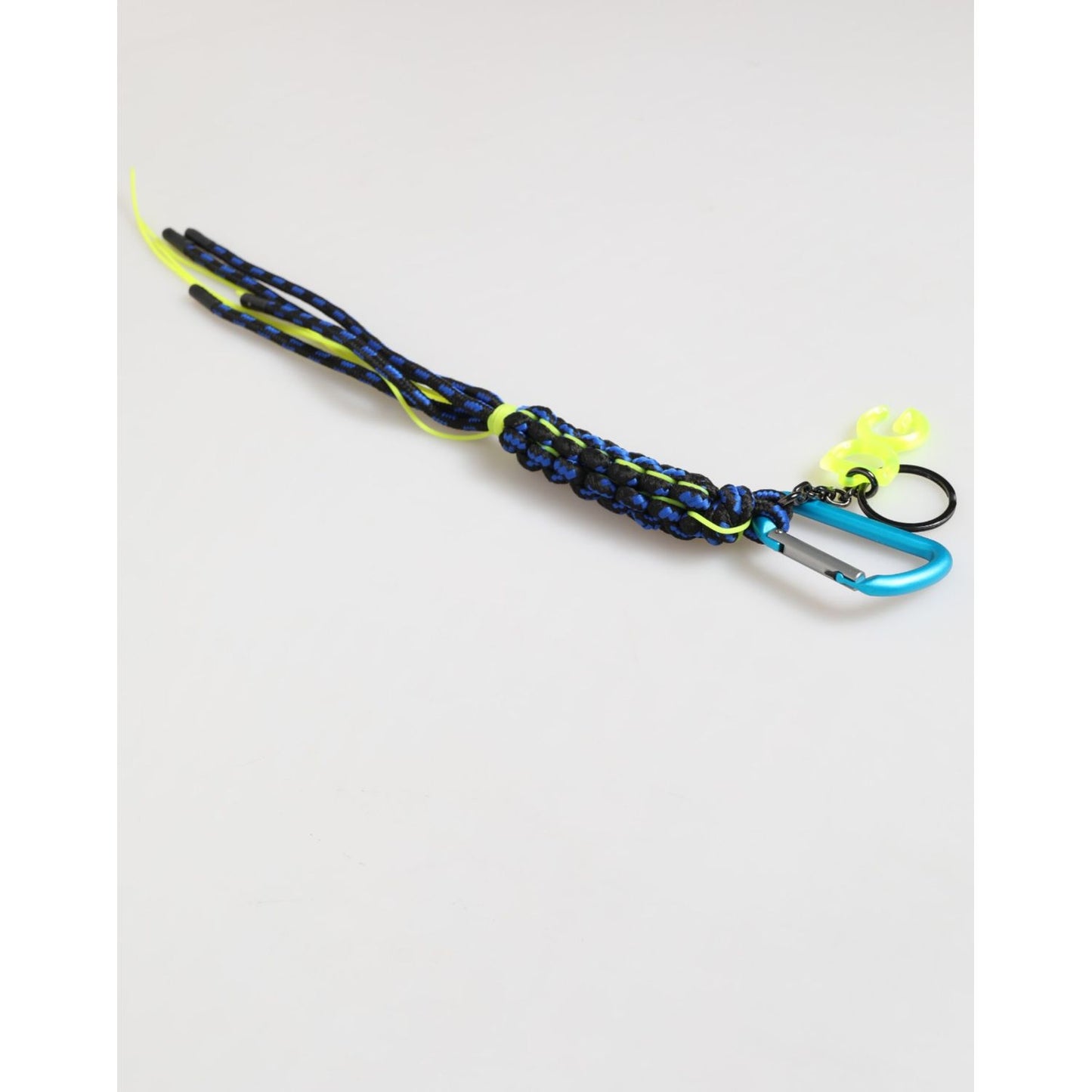 Dolce & Gabbana Blue Yellow Leather Tape String DG Logo Keychain Keyring