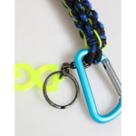 Dolce & Gabbana Blue Yellow Leather Tape String DG Logo Keychain Keyring with multicolor design and metal hardware.