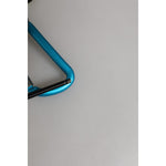 Close-up of Dolce & Gabbana Blue Yellow Leather Tape String DG Logo Keychain Keyring with minor defect.