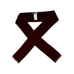 Dolce & Gabbana Bordeaux Cotton Silk Fringe Shawl Wrap Scarf in burgundy with logo tag, 158cm x 10cm, made in Italy.