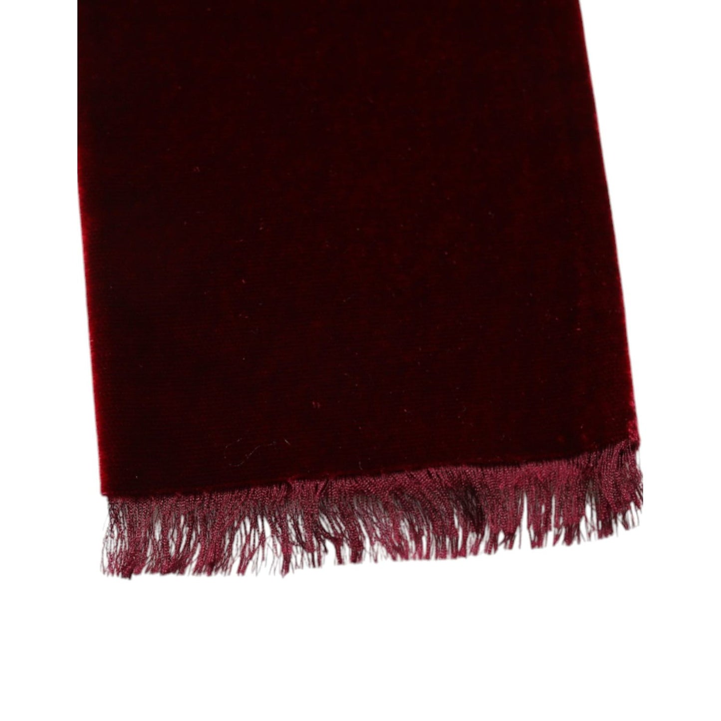 Dolce & Gabbana Bordeaux Cotton Silk Fringe Shawl Wrap Scarf in burgundy with fringe detail, made from cotton and silk blend, 158cm x 10cm.