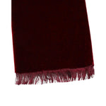Dolce & Gabbana Bordeaux Cotton Silk Fringe Shawl Wrap Scarf in burgundy with fringe detail, made from cotton and silk blend, 158cm x 10cm.