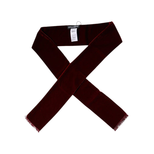Dolce & Gabbana Bordeaux Cotton Silk Fringe Shawl Wrap Scarf, burgundy color, 50% cotton, 50% silk, made in Italy, 158cm x 10cm