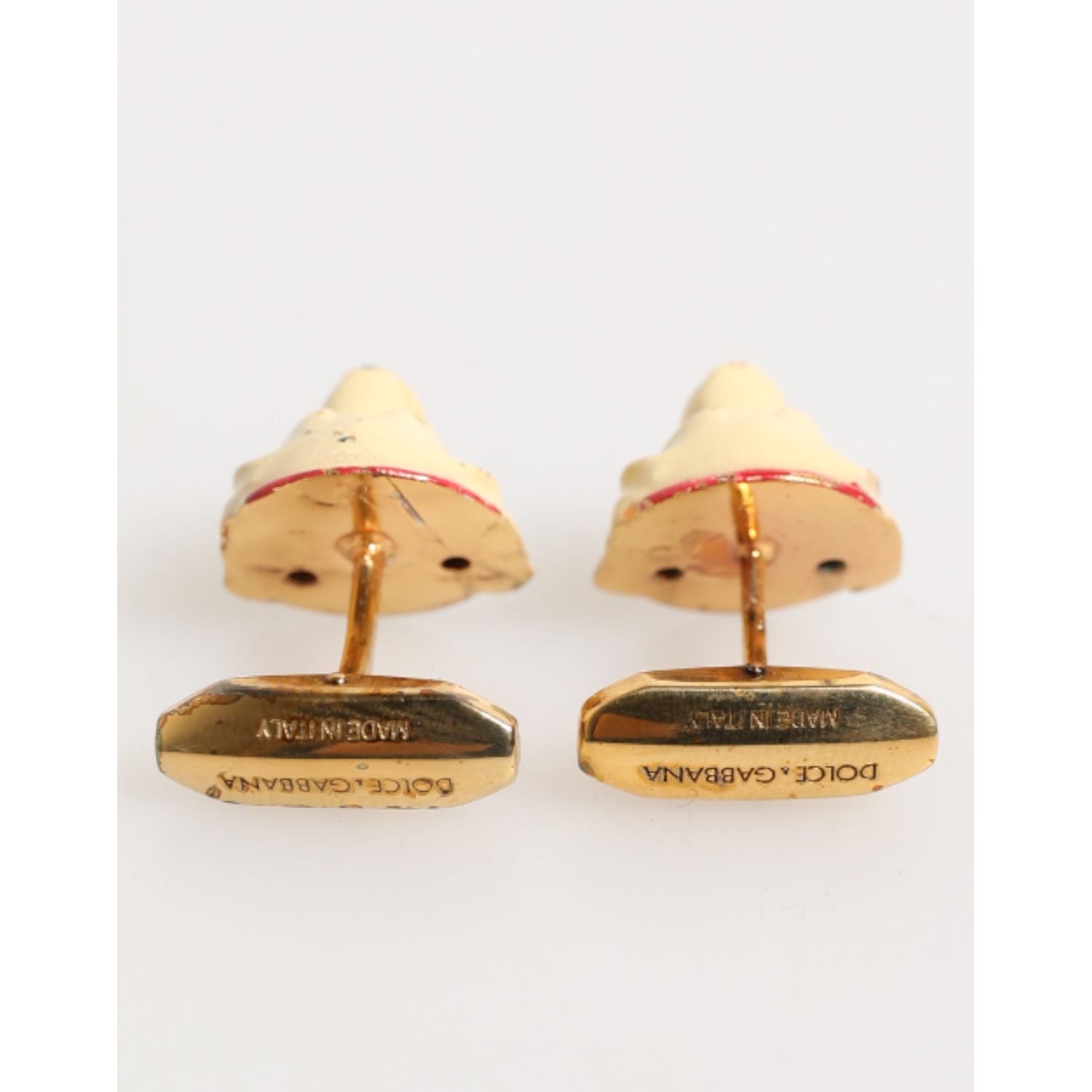 Dolce & Gabbana Brass Gold Tone Dog Puppy Men's Accessories Cufflink