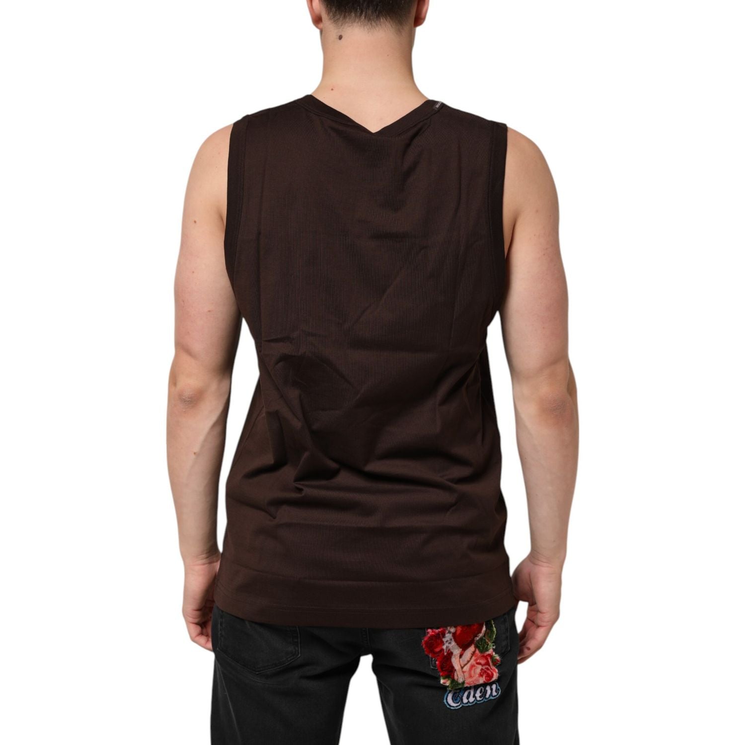 Dolce & Gabbana Brown Cotton Sleeveless Underwear Men Tank Top