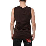 Dolce & Gabbana Brown Cotton Sleeveless Underwear Men Tank Top, back view showing premium cotton fabric and regular fit.