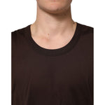 Dolce & Gabbana Brown Cotton Sleeveless Underwear Men Tank Top close-up showcasing premium fabric and fit.
