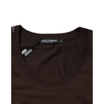 Dolce & Gabbana Brown Cotton Sleeveless Underwear Men Tank Top close-up showcasing neckline and tag details