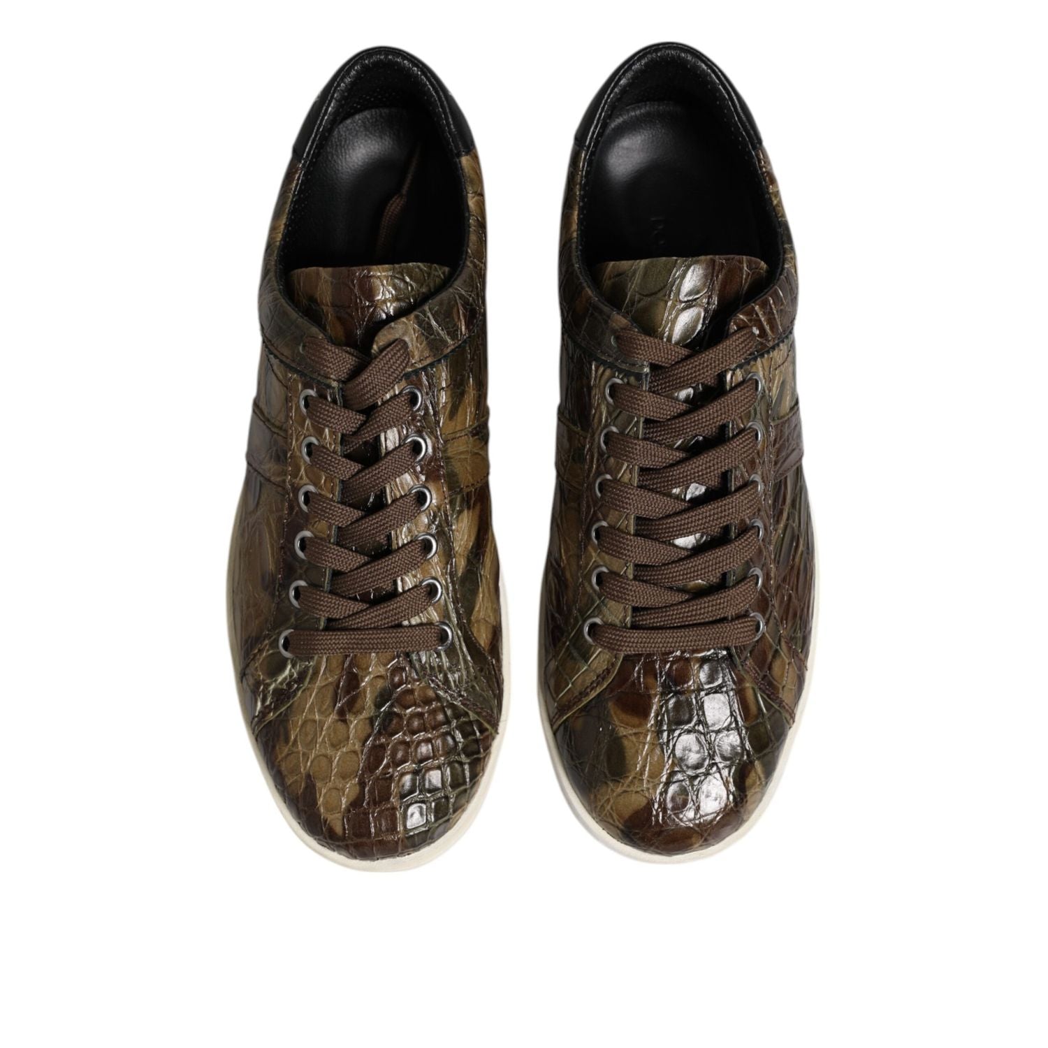 Dolce & Gabbana Brown Exotic Leather Low Top Sneakers Shoes