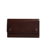 Dolce & Gabbana Brown Leather Logo Embossed Crossbody Bag with gold detailing and magnetic flap closure, luxury Italian design.