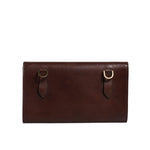 Dolce & Gabbana Brown Leather Logo Embossed Crossbody Bag back view with gold detailing and high craftsmanship design.