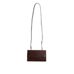Dolce & Gabbana Brown Leather Logo Embossed Crossbody Bag with gold detailing and shoulder strap, brand new with tags.
