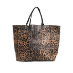 Dolce & Gabbana Brown Leopard BEATRICE Leather Logo Plaque Tote Bag with signature leopard print and gold-tone detailing.
