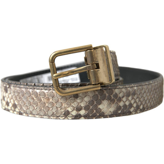 Dolce & Gabbana Brown Python Leather Gold Metal Buckle Belt 1728,67345645728,80 cm / 32 Inches,Accessories,Belts - Accessories,Belts - Men - Accessories,Brown,Dolce & Gabbana,Material: 100% Leather,Men,Men - Accessories,New with tags,Regular Belts - Belts