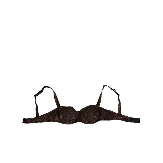 Dolce & Gabbana Brown Silk Underwired Balconette Bra Underwear, premium satin with adjustable straps and elegant detailing.