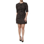 Dolce & Gabbana Brown Tweed Short Sleeves A-line Mini Dress modeled with high craftsmanship.