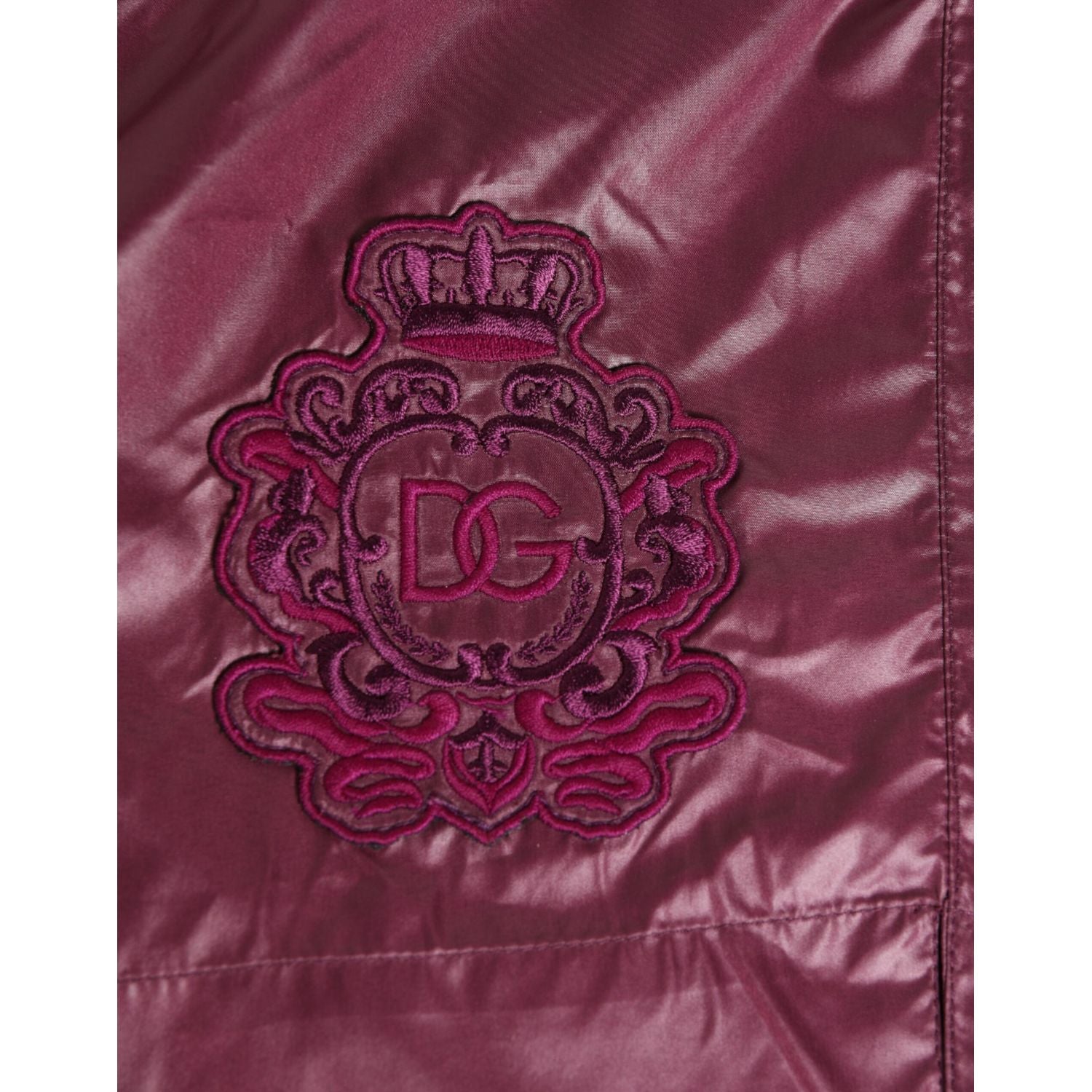 Dolce & Gabbana Burgundy Polyester Logo Embossed Crest Swimwear