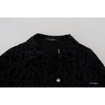 Dolce & Gabbana Cotton Black Leopard Long Sleeve Denim Jacket, featuring button down design and exclusive craftsmanship.