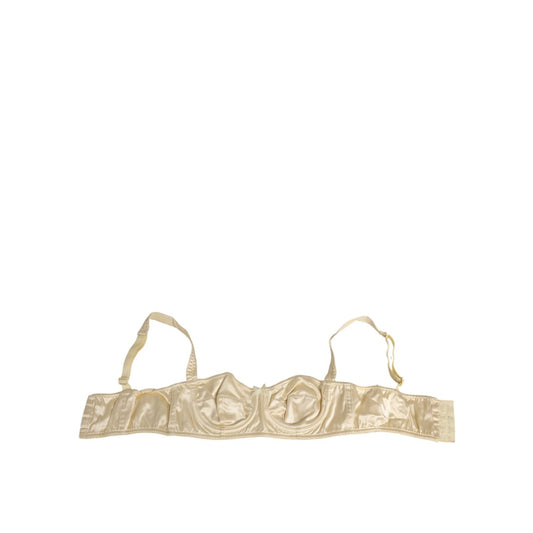 Dolce & Gabbana Cream Satin Blend Balconette Bra Underwear with adjustable straps and underwire support, crafted in premium Italian satin.