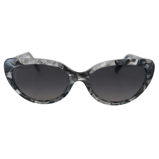Dolce & Gabbana DG4194 Gray Acetate Logo Plaque Cat Eye Lens Sunglasses for women with grey lenses and UV protection.
