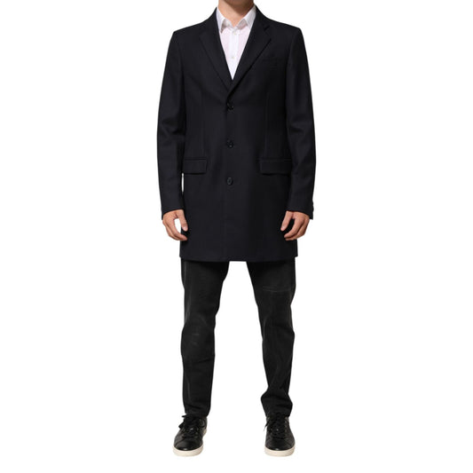 Dolce & Gabbana Dark Blue Wool Men Jacket Coat Blazer Suit, single-breasted, slim fit, luxury Italian design