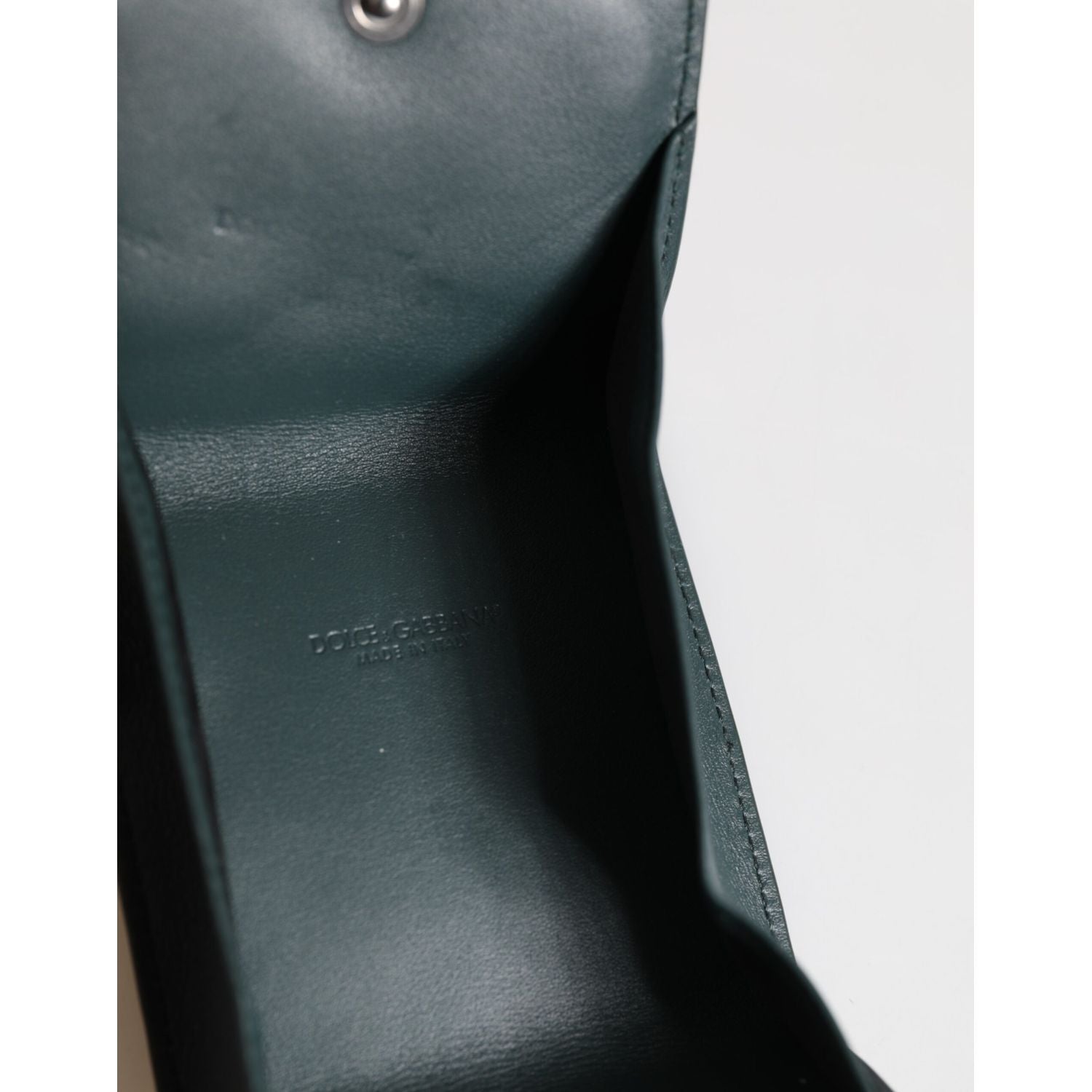 Dolce & Gabbana Dark Green Leather DG Logo Coin Purse Bag Charm Wallet