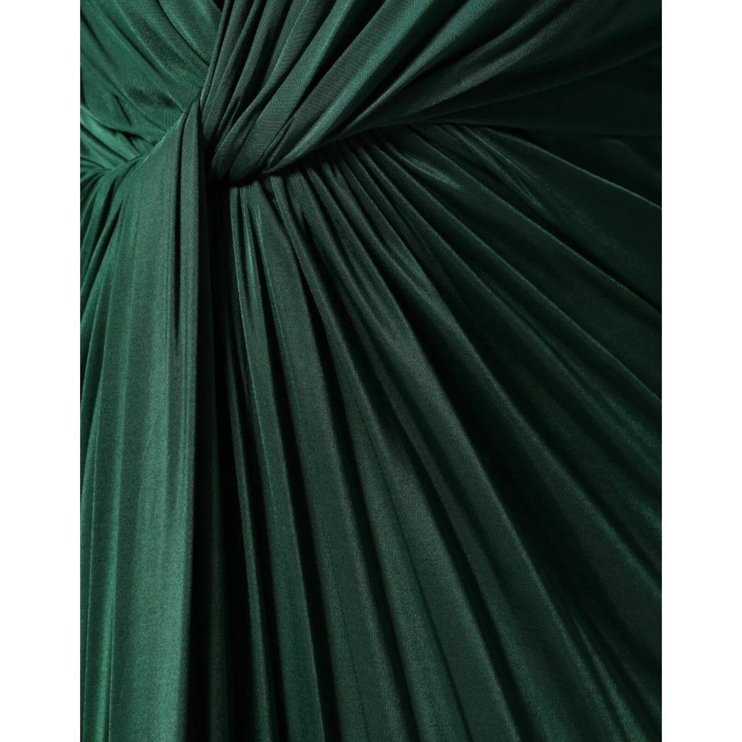Close-up of the Dolce & Gabbana Dark Green Viscose Long Sleeve Midi Dress fabric with twist detail.