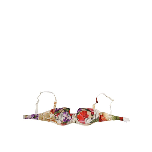 Dolce & Gabbana Floral Print Semi Padded Balconette Bra Underwear with multicolor design and adjustable straps.
