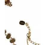 Dolce & Gabbana Gold Brass Link Chain Rose Petal Crystal Necklace logo detail