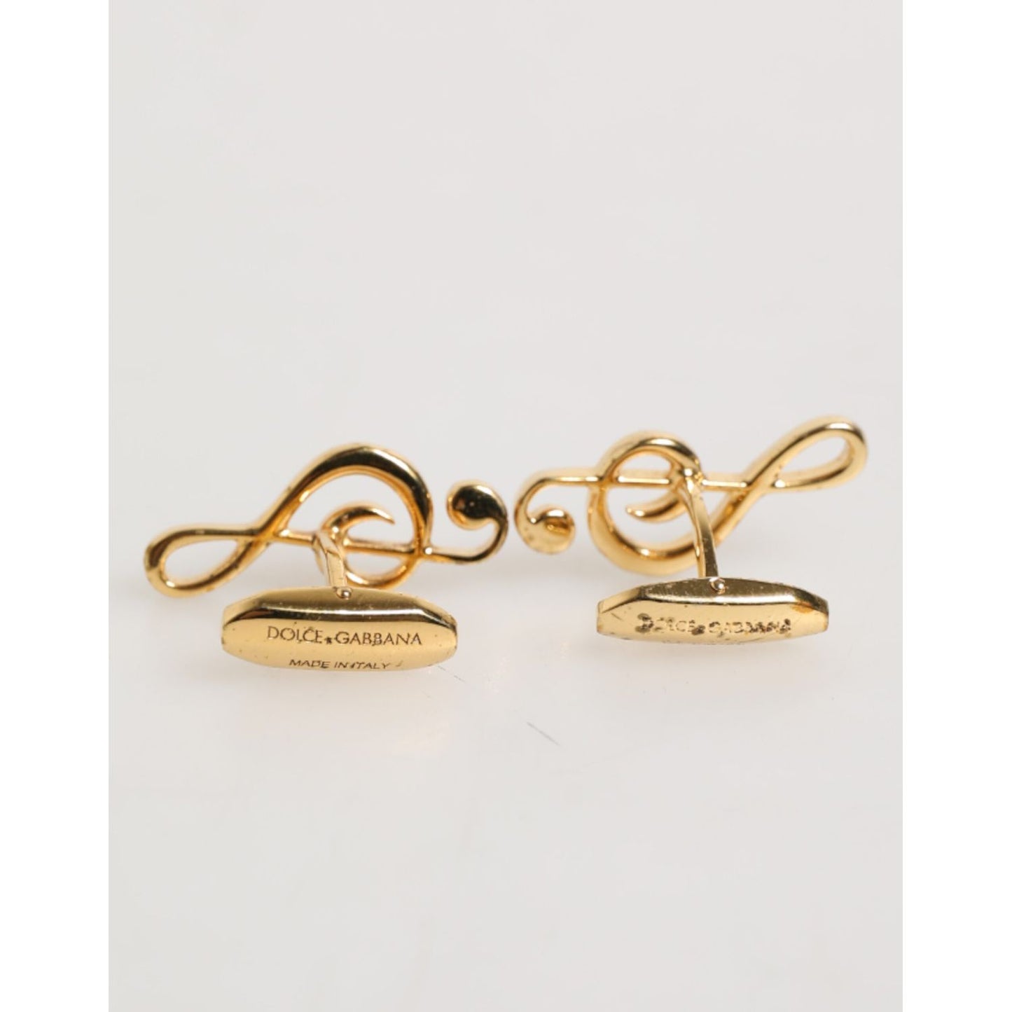 Dolce & Gabbana Gold Musical Note Metal Brass Pin Men Accessory Cufflinks in polished gold-tone finish