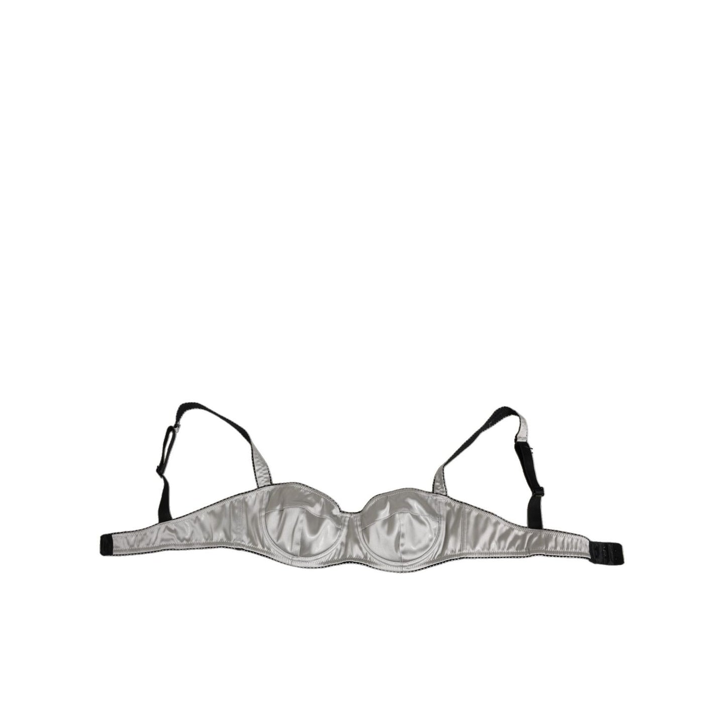 Dolce & Gabbana Gray Acetate Stretch Balconcino Bra Underwear with silk finish, underwired support, made in Italy.