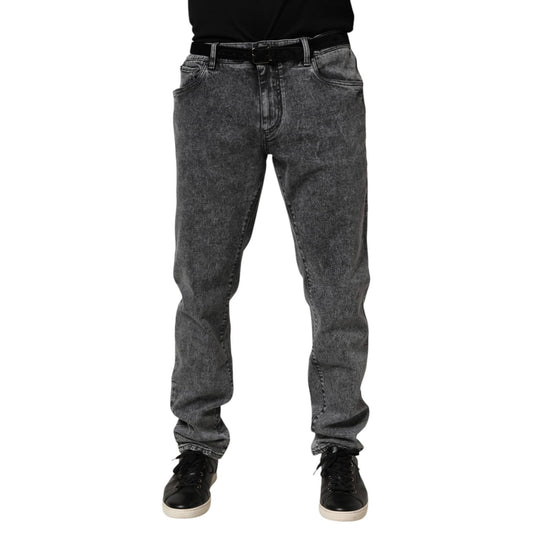 Dolce & Gabbana Gray Cotton Slim Fit Denim Trouser Jeans