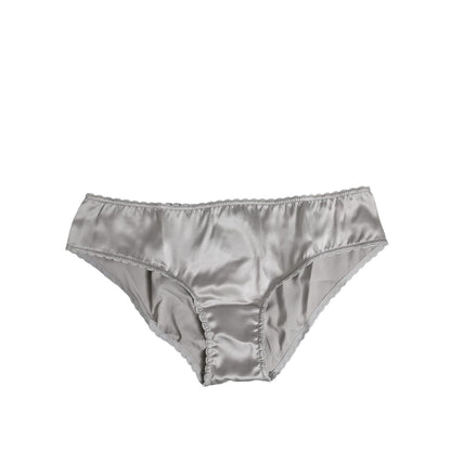 Dolce & Gabbana Gray Silk Stretch Bottom Low Waist Panty Underwear