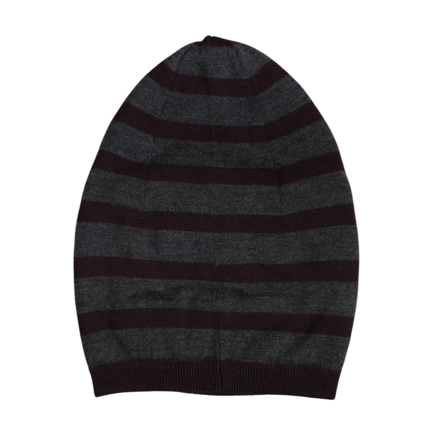 Dolce & Gabbana Gray Striped Wool Knitted Winter Beanie Hat