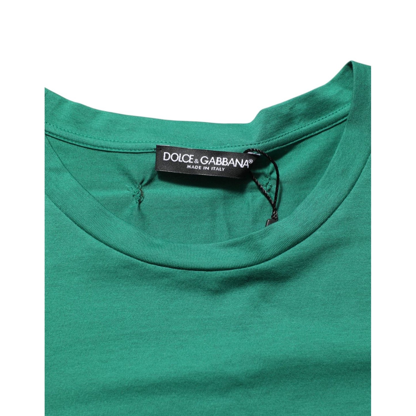 Dolce & Gabbana Green Cotton Graphic Logo Print Crewneck T-shirt featuring premium Italian craftsmanship and classic design.