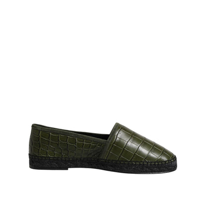 Dolce & Gabbana Green Exotic Leather Espadrilles Slip On Shoes