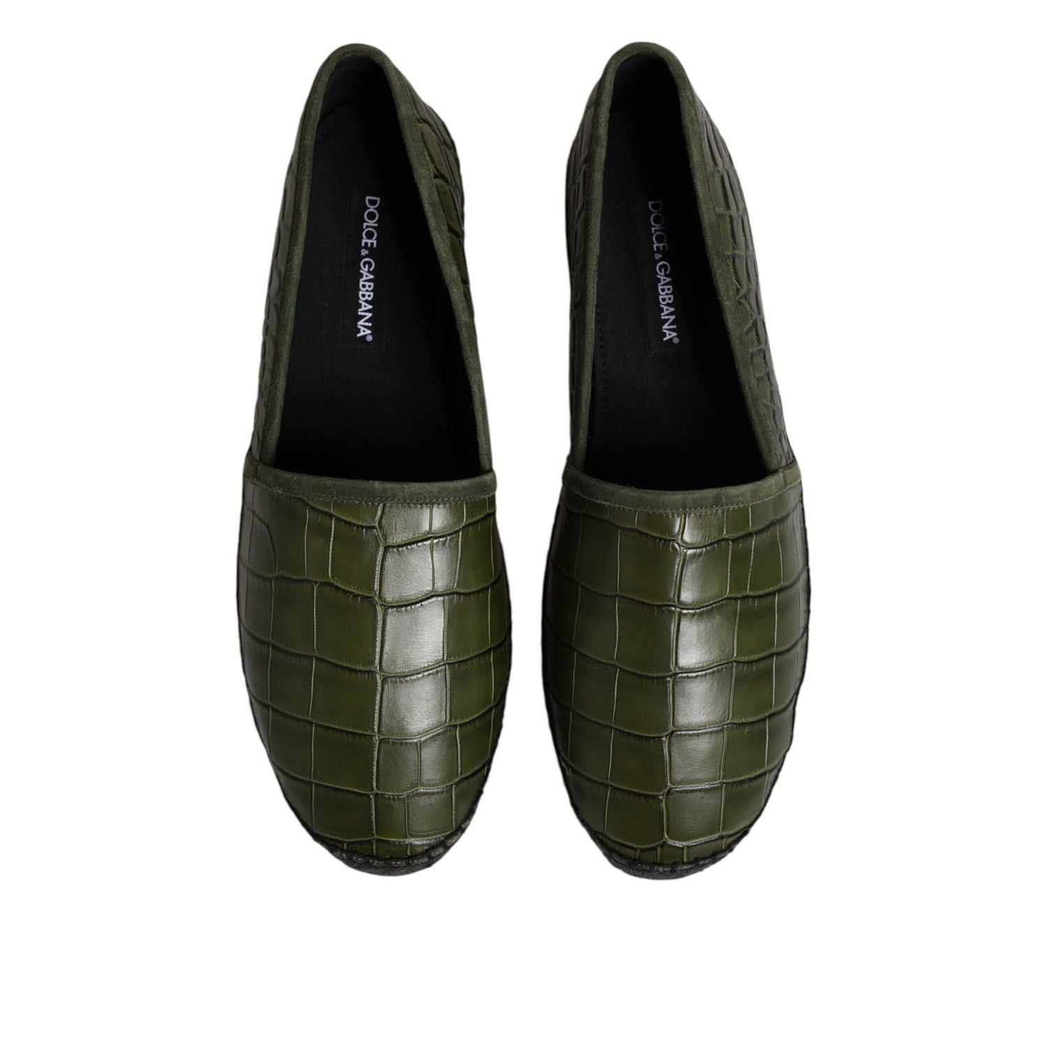Dolce & Gabbana Green Exotic Leather Espadrilles Slip On Shoes