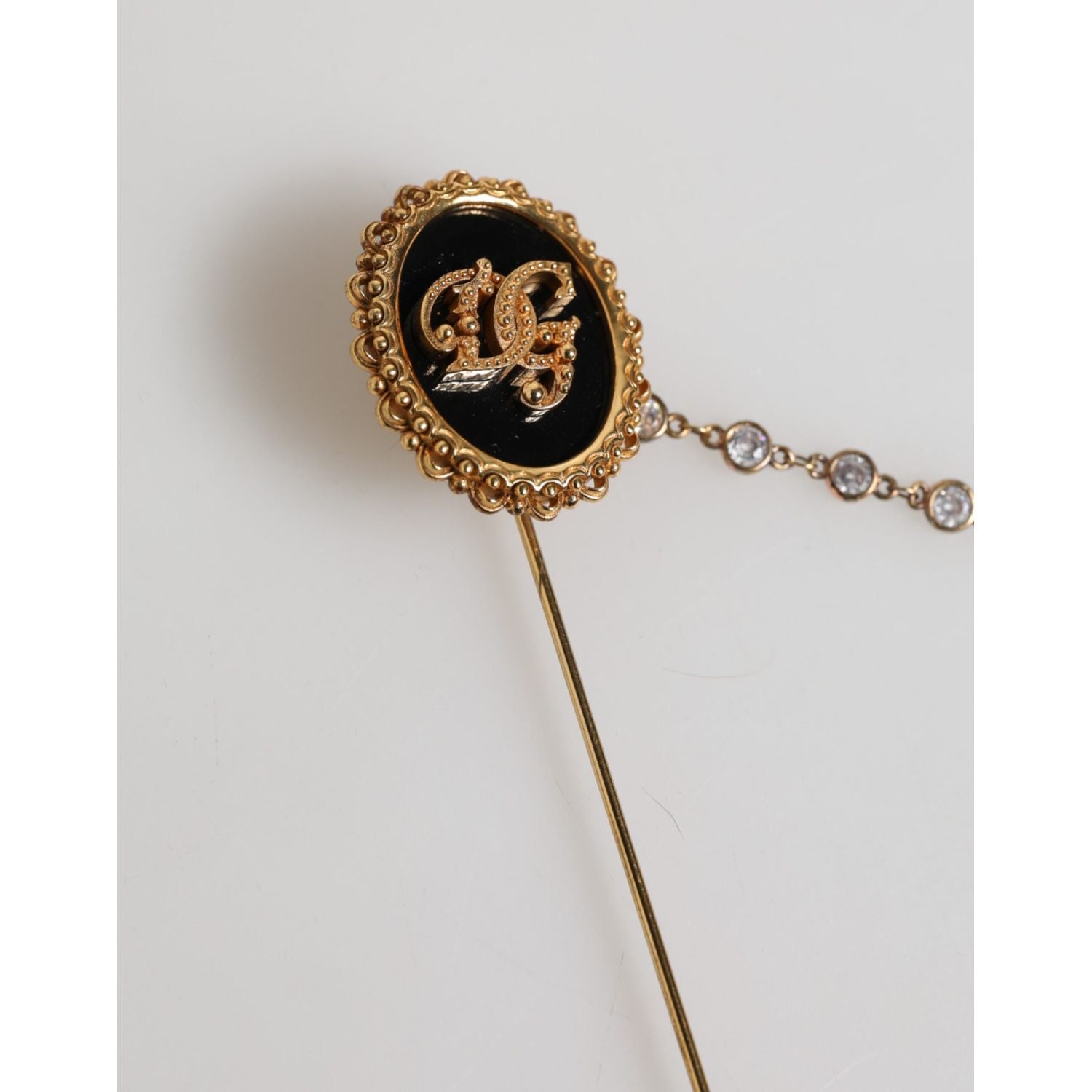 Dolce & Gabbana Lapel Pin DG Logo Gold Chain Mens Accessories Brooch