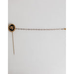 Dolce & Gabbana Lapel Pin DG Logo Gold Chain Mens Accessories Brooch, sophisticated gold-tone finish with elegant chain detail.